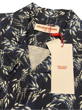 ORLEBAR BROWN Short Sleeve Shirt 100% Linen MAITAN CATKIN Size Medium $445